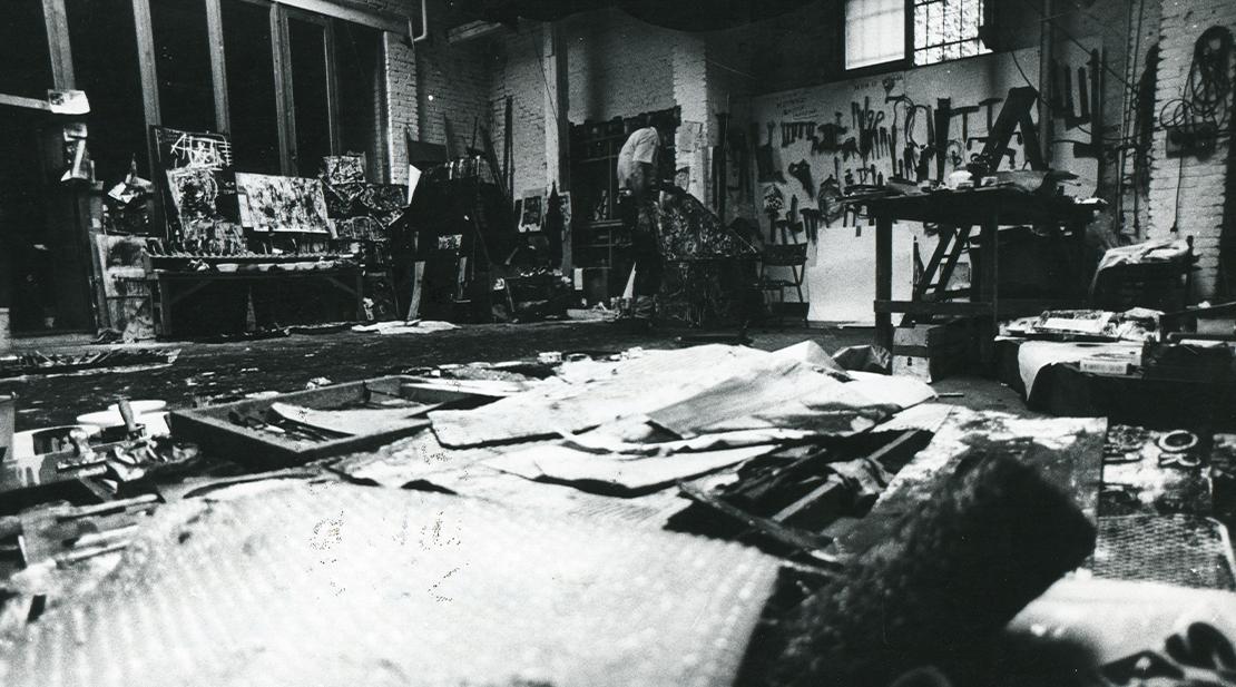 Emilio Vedova at work, Venice, 1981. Ph Graziano Arici, Venice